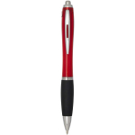 Klikpen van gerecycled kunststof met zachte grip en zwarte inkt kleur rood