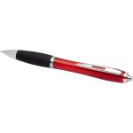 Klikpen van gerecycled kunststof met zachte grip en zwarte inkt kleur rood tweede weergave