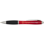 Klikpen van gerecycled kunststof met zachte grip en zwarte inkt kleur rood