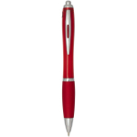 Klikpen van gerecycled kunststof met grip, zwarte inkt kleur rood