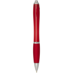 Klikpen van gerecycled kunststof met grip, zwarte inkt kleur rood tweede weergave achterkant