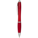 Klikpen van gerecycled kunststof met grip, zwarte inkt kleur rood weergave zijkant