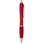 Klikpen van gerecycled kunststof met grip, zwarte inkt kleur rood tweede weergave met zijkant