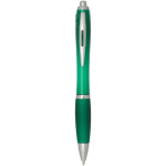 Klikpen van gerecycled kunststof met grip, zwarte inkt kleur groen