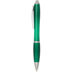 Klikpen van gerecycled kunststof met grip, zwarte inkt kleur groen weergave zijkant