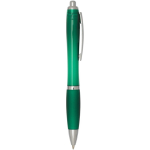 Klikpen van gerecycled kunststof met grip, zwarte inkt kleur groen tweede weergave met zijkant