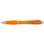 Klikpen van gerecycled kunststof met grip, zwarte inkt kleur oranje