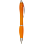 Klikpen van gerecycled kunststof met grip, zwarte inkt kleur oranje tweede weergave met zijkant