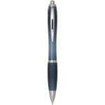 Klikpen van gerecycled kunststof met grip, zwarte inkt kleur bondi blauw