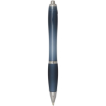 Klikpen van gerecycled kunststof met grip, zwarte inkt kleur bondi blauw tweede weergave achterkant