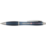 Klikpen van gerecycled kunststof met grip, zwarte inkt kleur bondi blauw