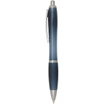 Klikpen van gerecycled kunststof met grip, zwarte inkt kleur bondi blauw weergave zijkant
