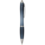 Klikpen van gerecycled kunststof met grip, zwarte inkt kleur bondi blauw tweede weergave met zijkant