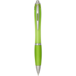 Klikpen van gerecycled kunststof met grip, zwarte inkt kleur limoen groen
