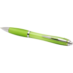 Klikpen van gerecycled kunststof met grip, zwarte inkt kleur limoen groen tweede weergave