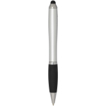 Draaibalpen met touchscreenpen en zachte grip, blauwe inkt kleur zilver tweede weergave achterkant