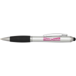 Draaibalpen met touchscreenpen en zachte grip, blauwe inkt kleur zilver weergave tampondruk