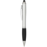 Draaibalpen met stylus en zachte grip, zwarte inkt kleur zilver weergave zijkant