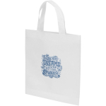 Gerecyclede mini tas van thermisch geseald vliesstof 3L kleur wit weergave zeefdruk