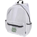 Transparante rugzak van gerecycled gaas met voorvak 18L kleur wit weergave zeefdruk