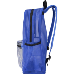 Transparante rugzak van gerecycled gaas met voorvak 18L kleur koningsblauw weergave zijkant