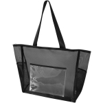 Transparante totebag van gerecycled gaas met ritssluiting 23L kleur zwart