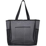 Transparante totebag van gerecycled gaas met ritssluiting 23L kleur zwart tweede weergave achterkant