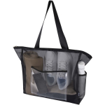 Transparante totebag van gerecycled gaas met ritssluiting 23L kleur zwart tweede weergave