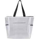 Transparante totebag van gerecycled gaas met ritssluiting 23L kleur wit tweede weergave achterkant