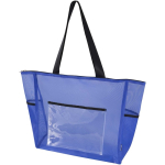 Transparante totebag van gerecycled gaas met ritssluiting 23L kleur koningsblauw