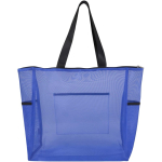 Transparante totebag van gerecycled gaas met ritssluiting 23L kleur koningsblauw tweede weergave achterkant