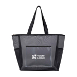 Transparante totebag van gerecycled gaas met ritssluiting 23L met afdrukgebied