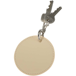Ronde sleutelhanger van gerecycled kunstleer met geïntegreerde ring kleur bruin tweede weergave