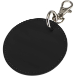 Ronde sleutelhanger van gerecycled kunstleer met geïntegreerde ring kleur zwart
