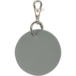 Ronde sleutelhanger van gerecycled kunstleer met geïntegreerde ring kleur grijs tweede weergave achterkant