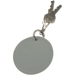 Ronde sleutelhanger van gerecycled kunstleer met geïntegreerde ring kleur grijs tweede weergave