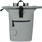 Ronde sleutelhanger van gerecycled kunstleer met geïntegreerde ring kleur grijs derde weergave