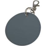 Ronde sleutelhanger van gerecycled kunstleer met geïntegreerde ring kleur bondi blauw