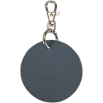 Ronde sleutelhanger van gerecycled kunstleer met geïntegreerde ring kleur bondi blauw tweede weergave achterkant