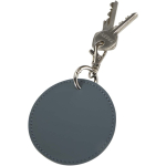 Ronde sleutelhanger van gerecycled kunstleer met geïntegreerde ring kleur bondi blauw tweede weergave