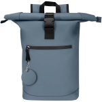 Ronde sleutelhanger van gerecycled kunstleer met geïntegreerde ring kleur bondi blauw derde weergave