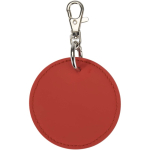 Ronde sleutelhanger van gerecycled kunstleer met geïntegreerde ring kleur mahonie tweede weergave achterkant