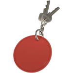 Ronde sleutelhanger van gerecycled kunstleer met geïntegreerde ring kleur mahonie tweede weergave