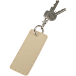 Rechthoekige sleutelhanger van gerecycled kunstleer met ring kleur bruin tweede weergave