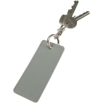 Rechthoekige sleutelhanger van gerecycled kunstleer met ring kleur grijs tweede weergave