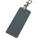 Rechthoekige sleutelhanger van gerecycled kunstleer met ring kleur bondi blauw