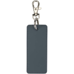 Rechthoekige sleutelhanger van gerecycled kunstleer met ring kleur bondi blauw tweede weergave achterkant