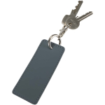 Rechthoekige sleutelhanger van gerecycled kunstleer met ring kleur bondi blauw tweede weergave