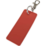 Rechthoekige sleutelhanger van gerecycled kunstleer met ring kleur mahonie