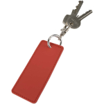 Rechthoekige sleutelhanger van gerecycled kunstleer met ring kleur mahonie tweede weergave